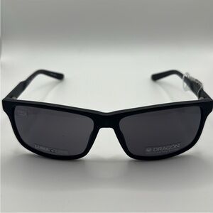 Dragon Sleek Black Rectangular Sunglasses with Matte Finish